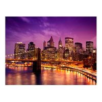 papel pintado 3d - manhattan y el puente brooklyn durante la noche 200x154 cm