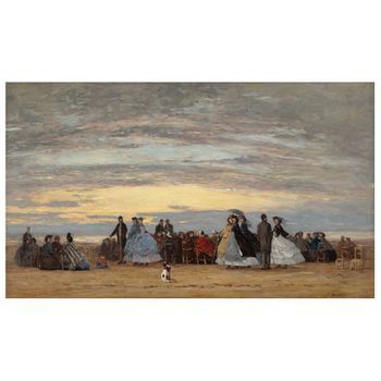 Legendarte - Cuadro Lienzo, Impresión Digital - La Plage À Villerville - Eugène Boudin - Decoración Pared Cm. 60x100