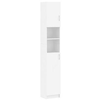 Armario De Baño | Mueble Baño Madera Contrachapada Blanco 32x25,5x190 Cm