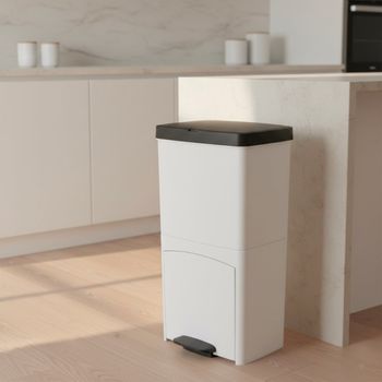Cubo de basura de cocina de reciclaje blanco  70l