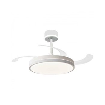 NARVI Ventilador de techo, con CABEZAL ILUMINADO, 3 Palas retráctiles, Motor DC,  Luz LED Regulable en Intensidad y Color de luz.  Ref. EDIMBURGO 1854 WH CABEZAL