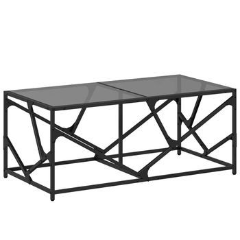 Mesa De Centro 98,5x50x41 Cm Madera Tratada, Acero Y Vidrio - Negro