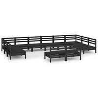 juego de muebles de jardin 12 pzas madera de pino maciza negro vidaxl