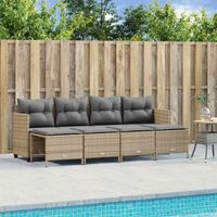 juego de sofas jardin con cojines 5 uds  conjunto mueble jardin mesa y sillas ratan sintetico beige cfw53218
