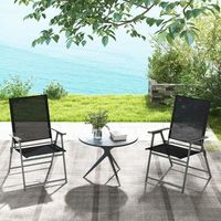 juego de 2 sillas plegables de patio silla de comedor de respaldo alto tela resistente silla metalica portatil para exterior jardin negro