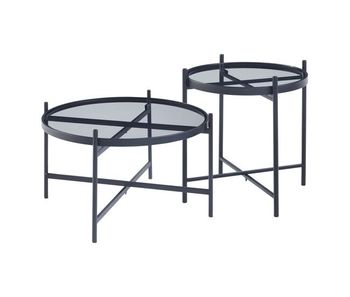 Juego de 2 mesas lier redondas cristal templado - negro [en.casa]