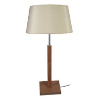 lampara de mesa madera oscuro pantalla beige