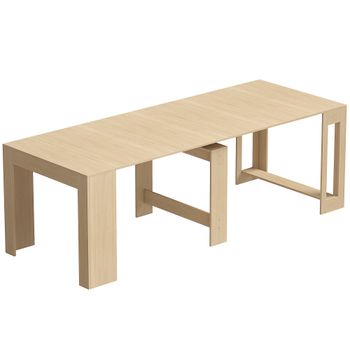 HOMCOM Consola Extensible para 10 Personas, Efecto Madera Clara