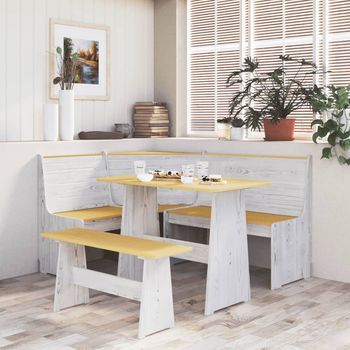 Banco Interior | Banco De Esquina Madera Maciza De Pino Marrón Miel 151 Cm Cfw65580