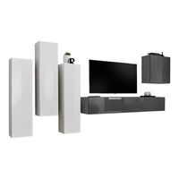 conjunto de muebles de salon de diseno coleccion switch iii colores blanco y gris brillante