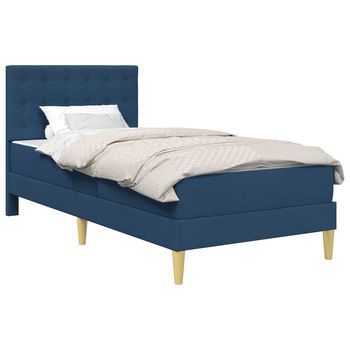 Estructura De Cama Con Colchón Azul 90 X 190 Cm Tela Vidaxl
