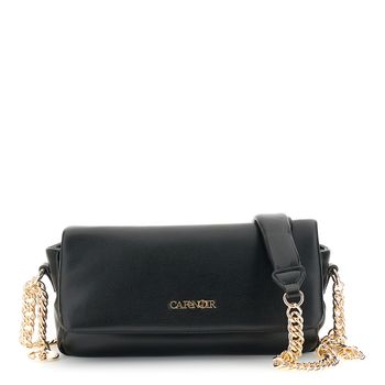 bolso suave acolchado efecto napa con solapa y bandolera black
