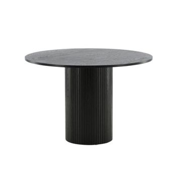 Mesa de comedor redonda de madera para 4 personas - negro