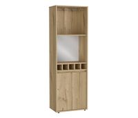 mueble bar prana en melamina con 4 estantes  2 puertas  4 portabotellas y 6 portacopas  beige  180 cm  x 584 cm  x 37 cm