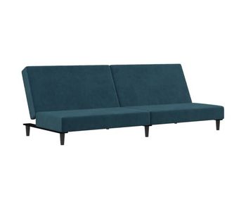 Sofá cama - sofá convertible de 2 plazas terciopelo azul