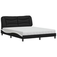 cama con colchon hvar cuero sintetico negro y blanco 160x200 cm vidaxl