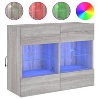 mueble tv de pared  mueble de salon  armario tv con luces led gris sonoma 785x30x605 cm