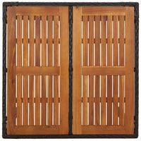 conjunto de comedor de patio con cojines ratan de poliester negro