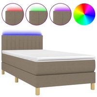 cama box spring con colchon led tela gris taupe 90x190 cm vidaxl