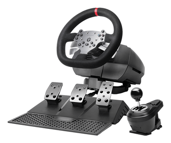 VOLANTE MARS GAMING MWHRSX FORCE FEEDBACK MOTOR DUAL PEDALES Y PALANCA MULTIPLATAFORMA