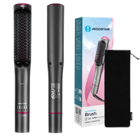 aigostar tessa-cepillo alisador de cabello ionicoplancha de pelo5 temperaturas ajustable 130c-210c peinado rapido luzinfrarrojarportatil peine caliente viajargris y rojo