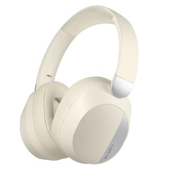 LogiLink BT0071C - BT 6.0 - Auriculares para Videojuegos con AUX Adicional de 3,5 mm, ANC (cancelación Activa de Ruido), 15 Horas de duración de la batería, Color: Crema/Plata