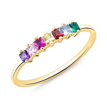 Anillo de mujer de plata 925 chapada en oro circonita cúbica de colores