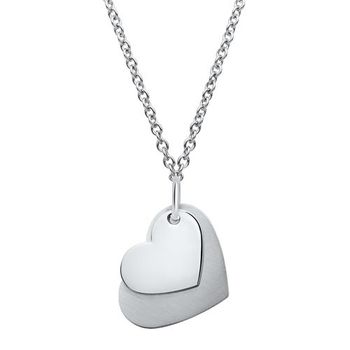 Colgante doble corazón cadena acero inoxidable