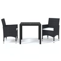 set de comedor de jardin 3 uds  mueble jardin mesa y sillas y cojines ratan sintetico negro