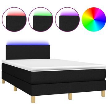 Cama Box Spring Con Colchón Led Tela Negro 120x200 Cm Vidaxl