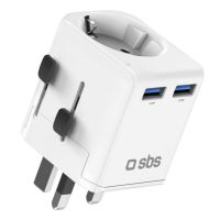 adaptador universal sbs teadapteunnd tipo c y ef 2500w con 2 puertos usb