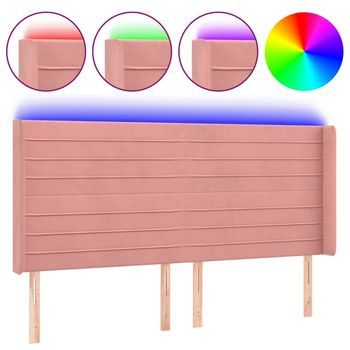Cabecero Con Led De Terciopelo Rosa 183x16x118/128 Cm