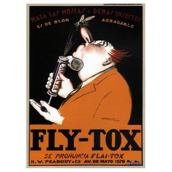 Legendarte - Cartel Publicitario Vintage Fly Tox Insetticida - Cuadro Lienzo, Impresión Digital Cm. 50x70