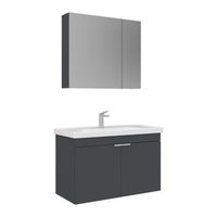 conjunto de mueble con lavabo y espejo 2 piezas  - 90 x 45 x 58 cm - antracita mate