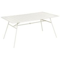 mesa de jardin 160 x 90 cm de hierro galvanizado con recubrimiento en polvo mobiliario de exterior estilo moderno beige claro terenzo