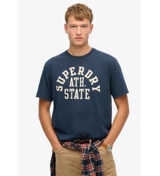 Superdry para hombre. M1012176A Camiseta gráfica Athletic Essential marino (M), Casual, Algodón, Manga corta