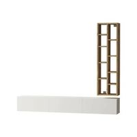mueble de tv bambu estanteria  puerta abatible blanconatural