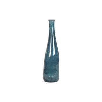 Jarron Cristal Reciclado 18x18x80 Azul Petroleo