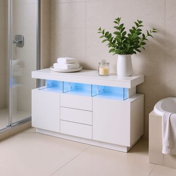 Mueble de baño de diseño con LED blanco y espacio de almacenamiento