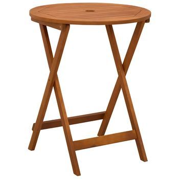 Mesa Jardín Plegable Madera Maciza De Eucalipto Ø60x75 Cm Vidaxl