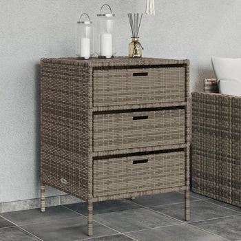 Armario De Almacenamiento | Armario De Almacenaje De Jardín Ratán Pe Gris 55x59x80 Cm Cfw739765