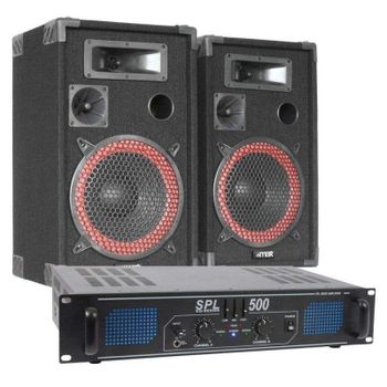 Set sonido Skytec SPL500 500W RMS Altavoces 3 vías Cable 10 m DJ