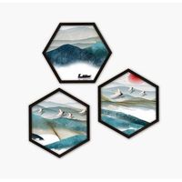 cuadro decorativo enmarcado 6gen172262 multicolor 35x35 cm 3 piezas