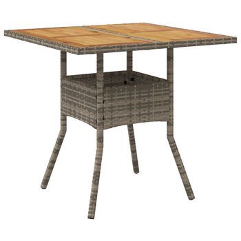 Mesa De Jardín | Mesa De Exterior Superficie De Madera Ratán Pe Gris 80x80x75 Cm