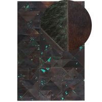 alfombra de piel de vaca marron azul turquesa 160 x 230 cm pelo corto fabricada a mano moderno atalan