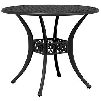 Mesa De Jardín | Mesa De Exterior Aluminio Fundido Negro Ø90x75 Cm