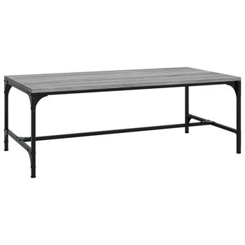 Mesa De Centro 100x50x35 Cm Madera Y Acero - Gris