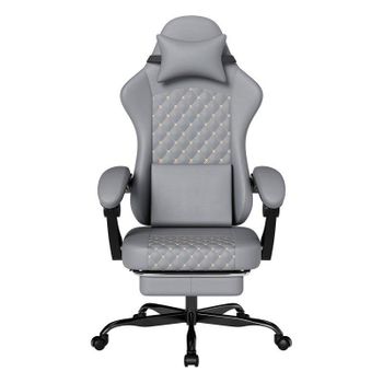 Silla Gaming Rolipo Ergonómica Gris con Masaje y Reposapiés