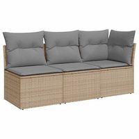 sofa de jardin de 3 plazas  sofa de exterior con cojines ratan sintetico beige