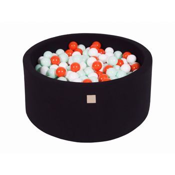 Meowbaby Piscina De Bolas, Round Seca Para Niños, Negro : Naranja/blanco/menta, 300 Pcs, 90x40cm